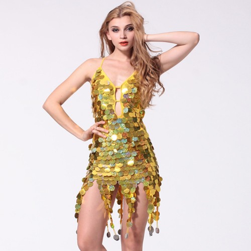 Women's latin dance dresses female competition sequined salsa chacha rumba stage performance dresses